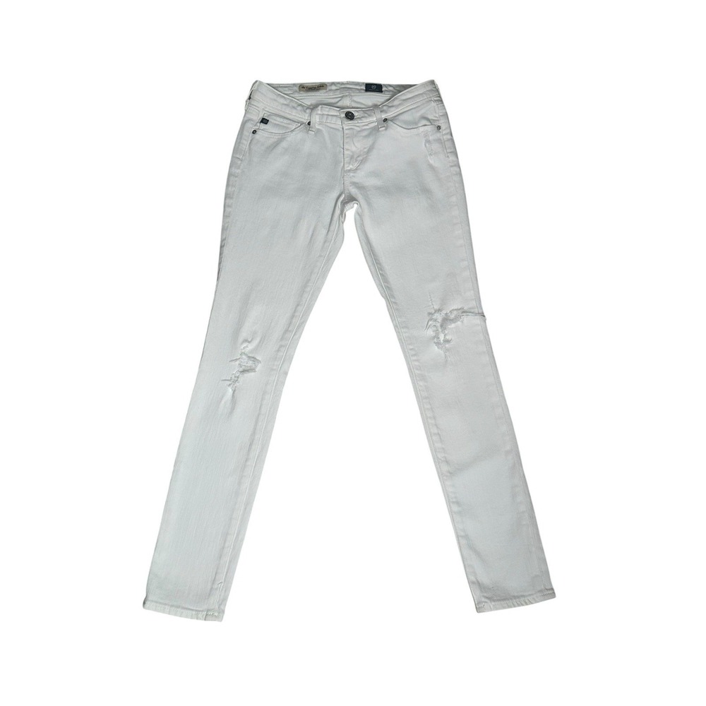 AG Adriano Goldschmied Jean Womens Size 25R Stilt Cigarette White Cotton‎ Modal
